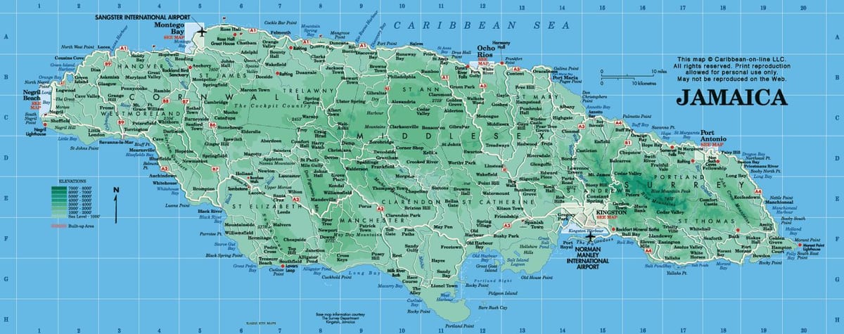 Karta ранавей-bay Jamajka
