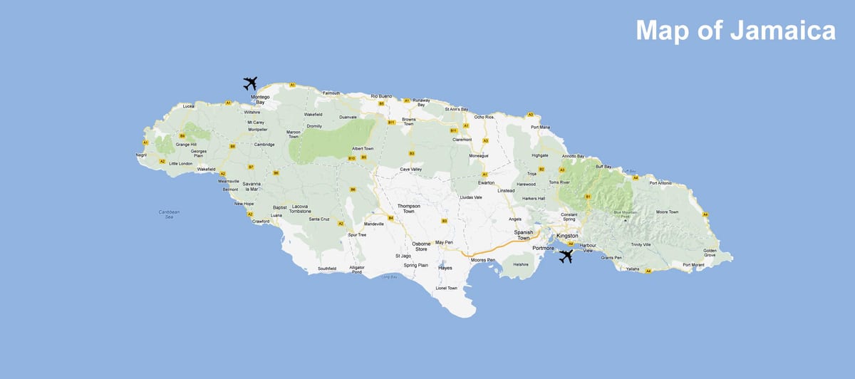 Karta уиннифред plaži Jamajke