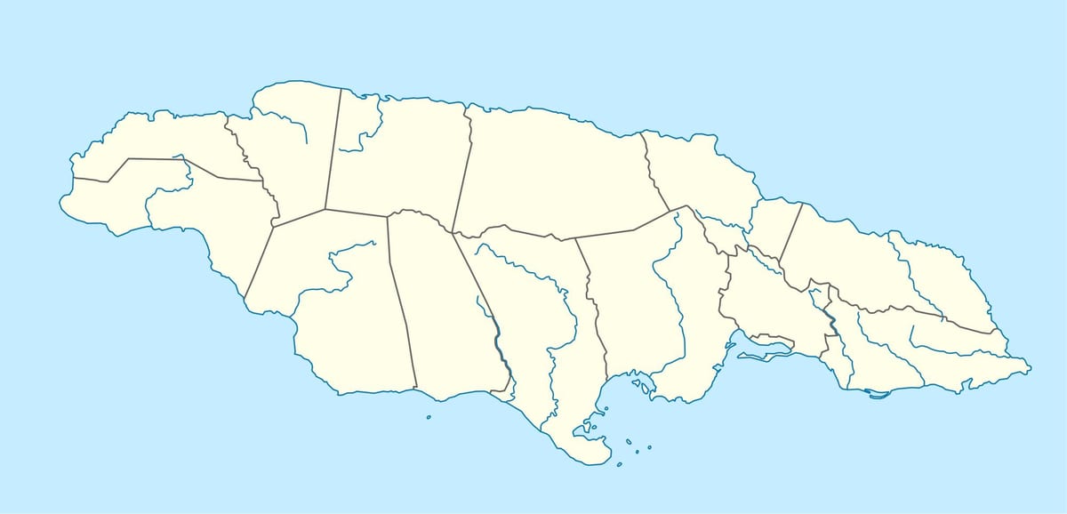 karta Jamajke, pokazujući rijeka