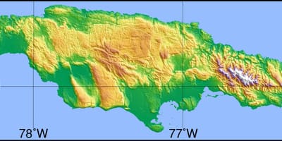 Karta topografski Jamajka